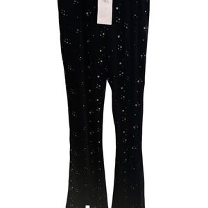 M&S Kids Black‎ Velvet Star Print Flared Pants Trousers 10-11 Years
